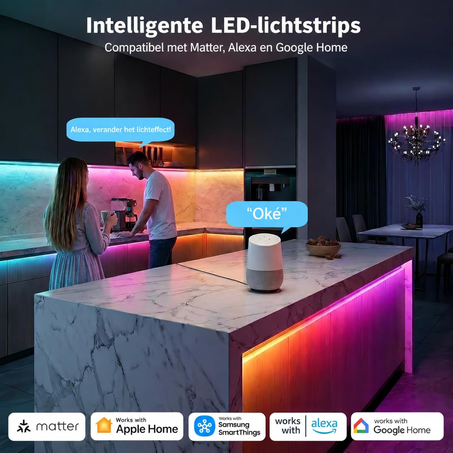 Thumbnail 6 de Yeelight 1-000007526 LED-strip 5 m RGB+IC met Matter en segmentbesturing
