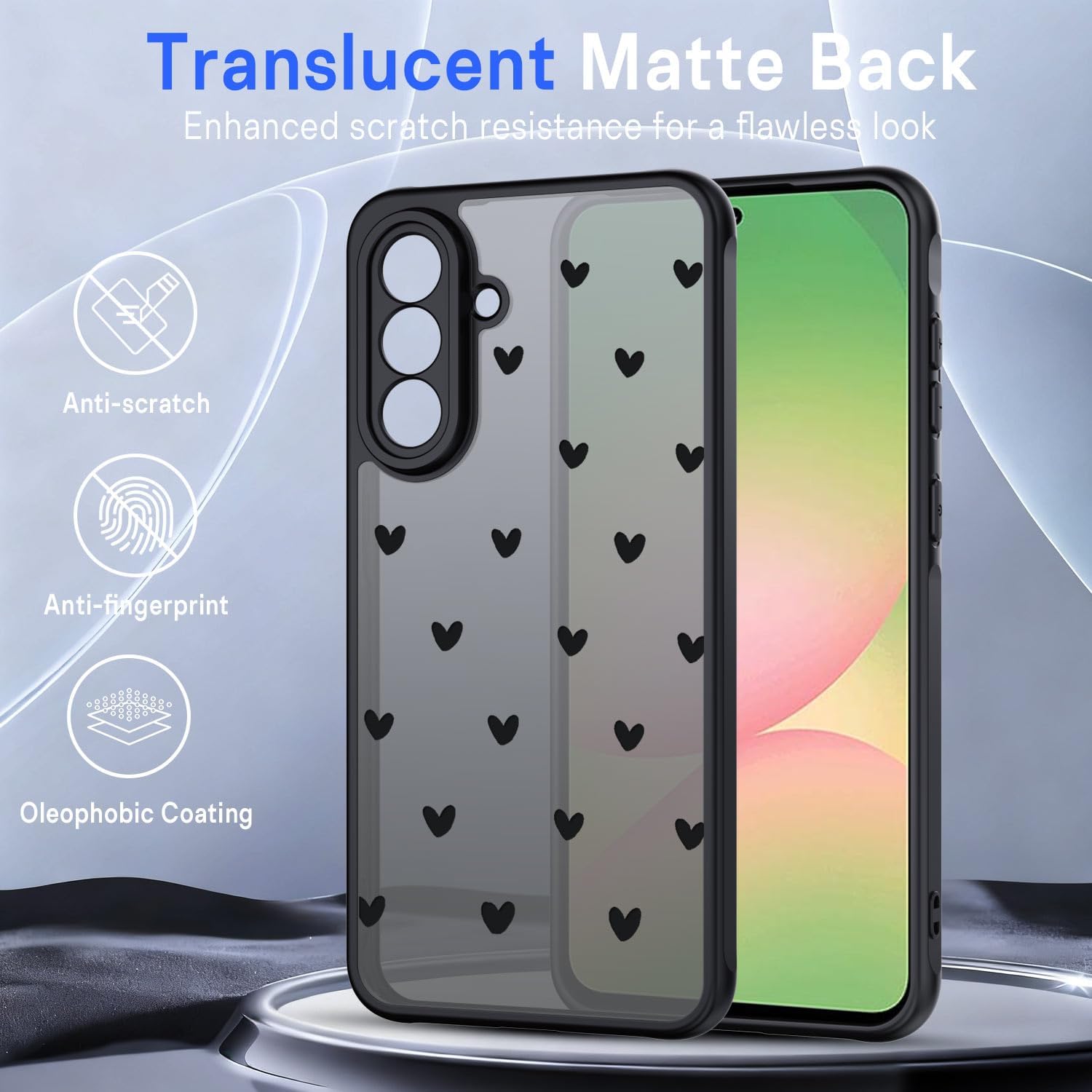 Thumbnail 1 de TUUTPU Coque translucide pour Samsung Galaxy A56 5G — Motif cœur minimaliste et protection renforcée