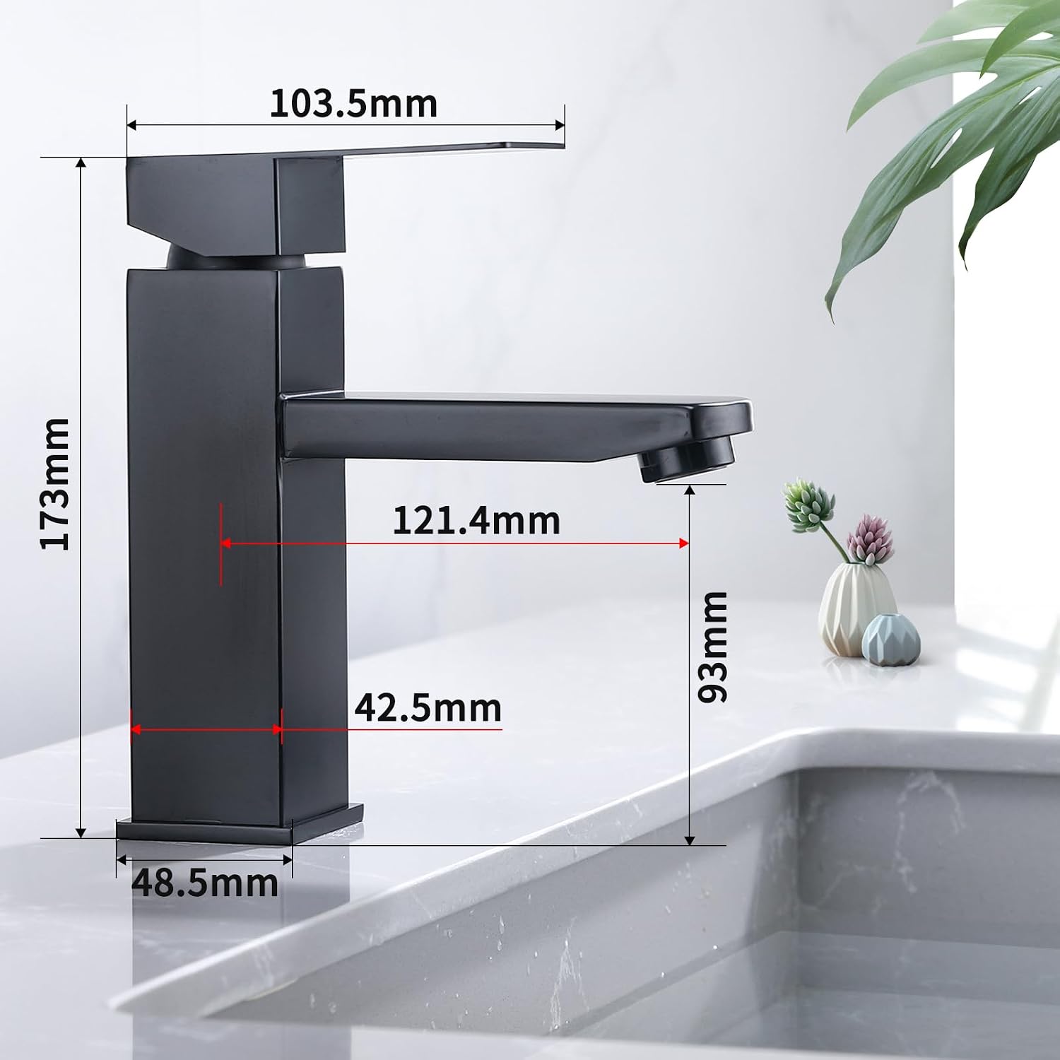Thumbnail 5 de HOMELODY Einhebelmischer Badarmatur schwarz für Waschbecken