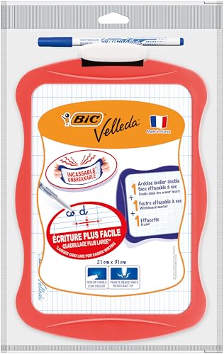 Detalle 2 de BIC Velleda – Ardoise Effaçable à Sec Double Face 21x31 cm (Écriture & Dessin) – Coloris Variés