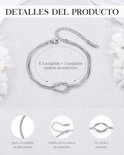 Thumbnail 3 de BOCHOI pulsera de amigas de acero inoxidable en set de 2 con nudo de serpiente