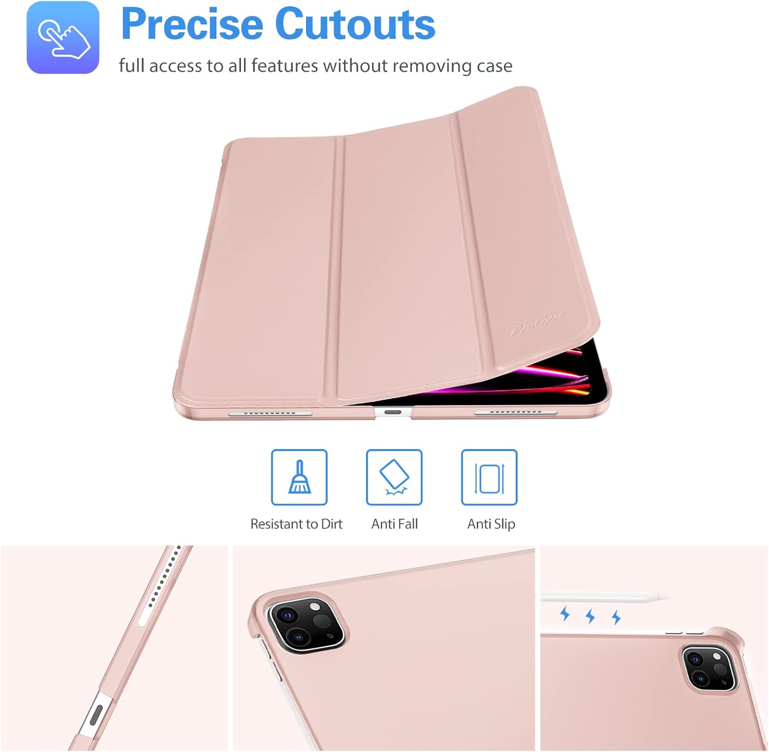 Detalle de ProCase Slim Hard Back Case for iPad Pro 12.9" (6th–3rd Gen) & iPad Air 13" (M3/M2) – Pink