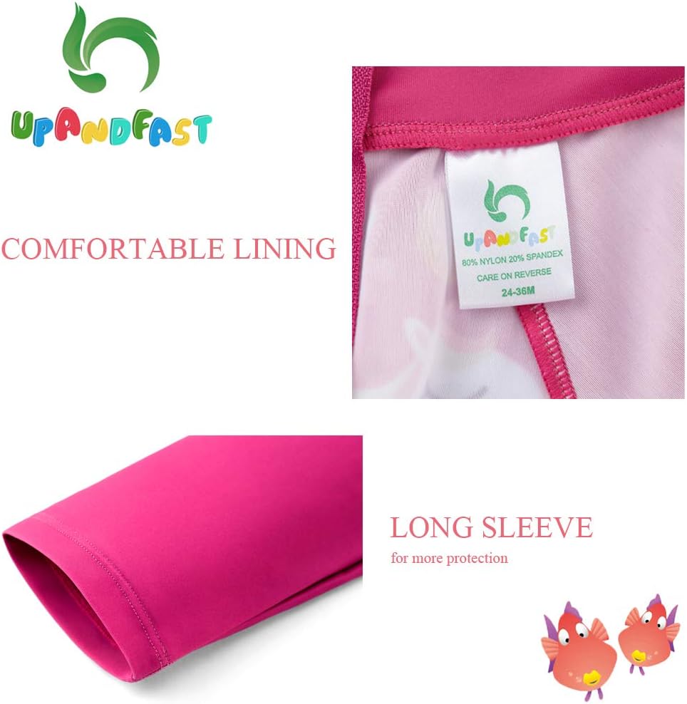 Detalle de upandfast Baby Girl One Piece Swimwear with Sun Hat – UPF 50+ Protection