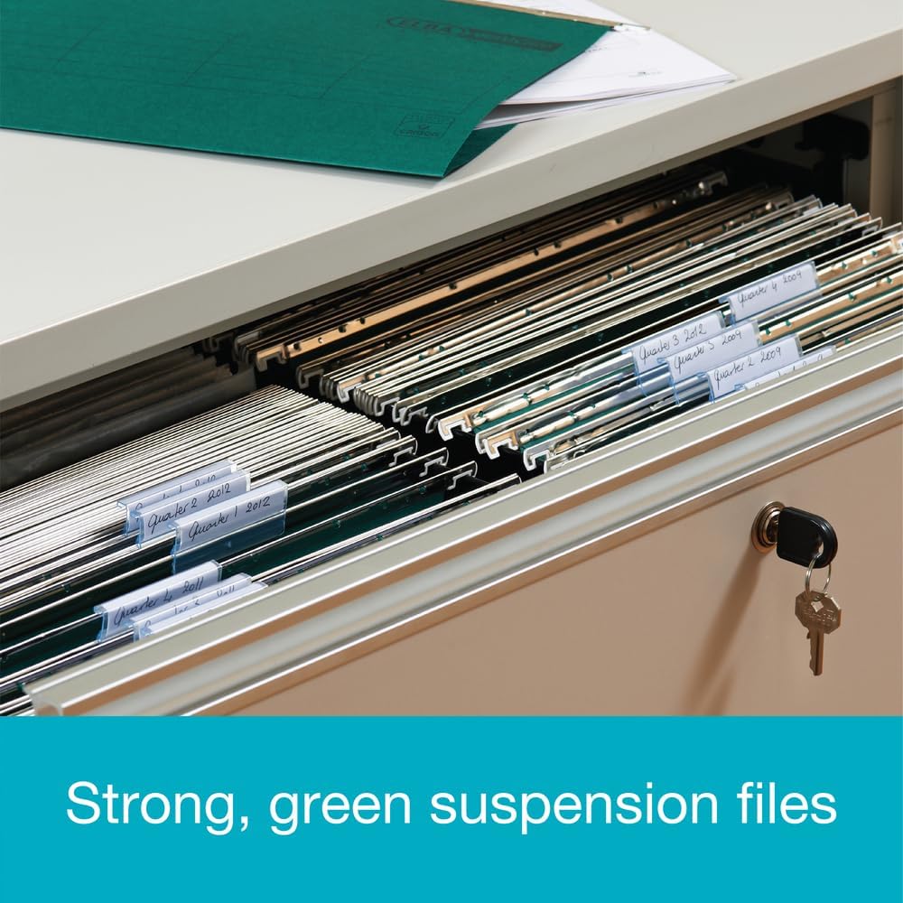 Thumbnail 6 de Summit Foolscap Tabbed Filing Cabinet Suspension Files (A4+), Green, Pack of 50