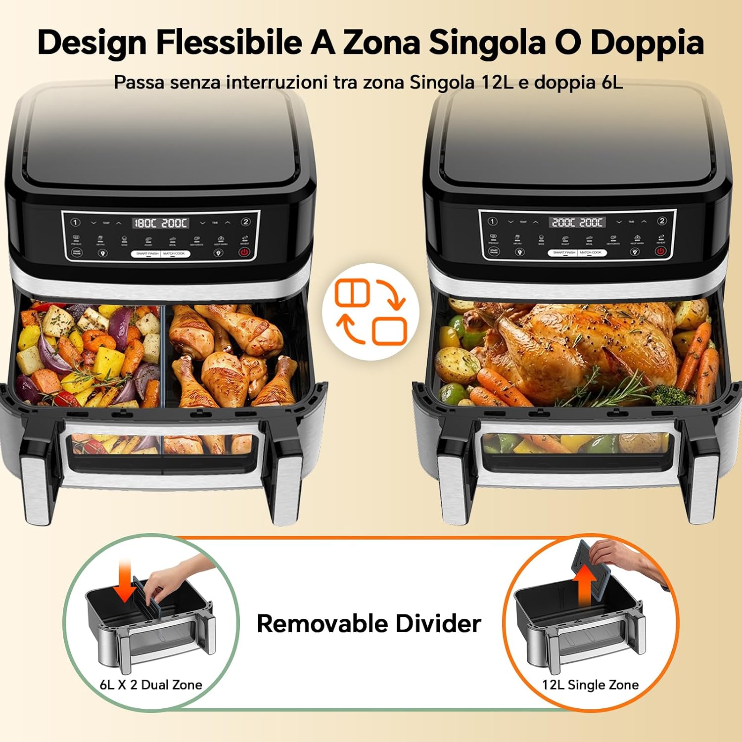 Detalle de Friggitrice ad Aria 12L Dual Zone XXL