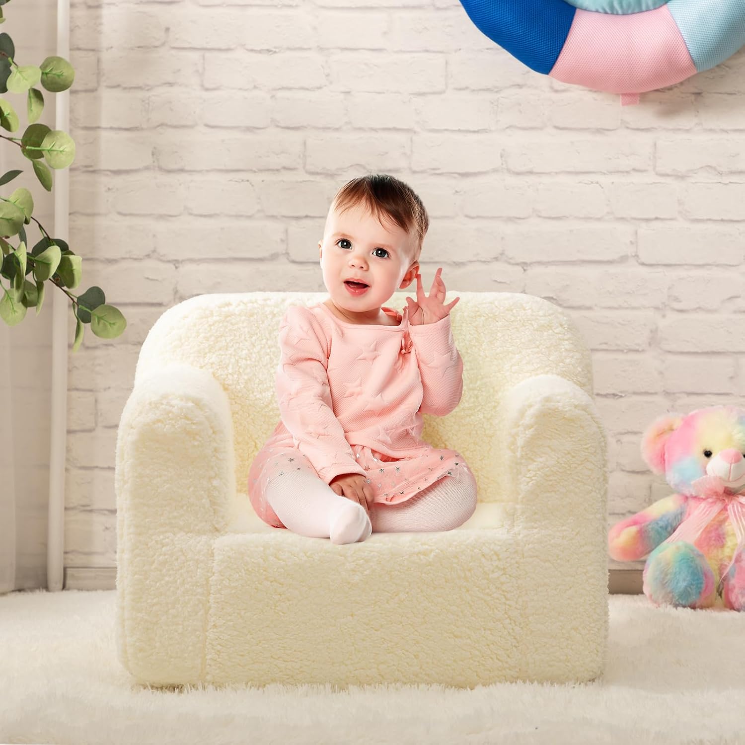 Detalle de BEJOY Kindersofa – Ultra-weicher Schaumstoff-Kindersessel, Creme