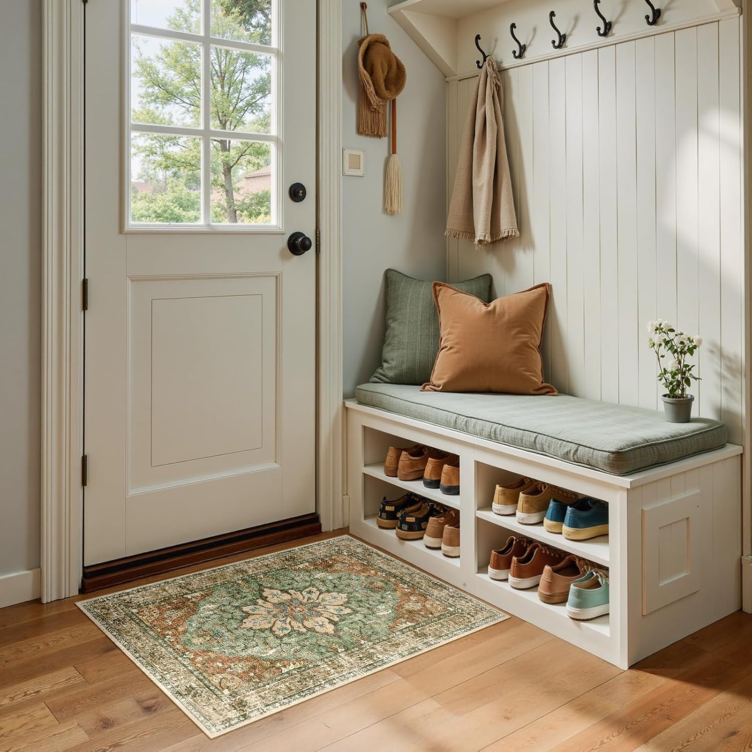 Detalle 2 de RELEANY 2 x 3 ft washable vintage medallion rug