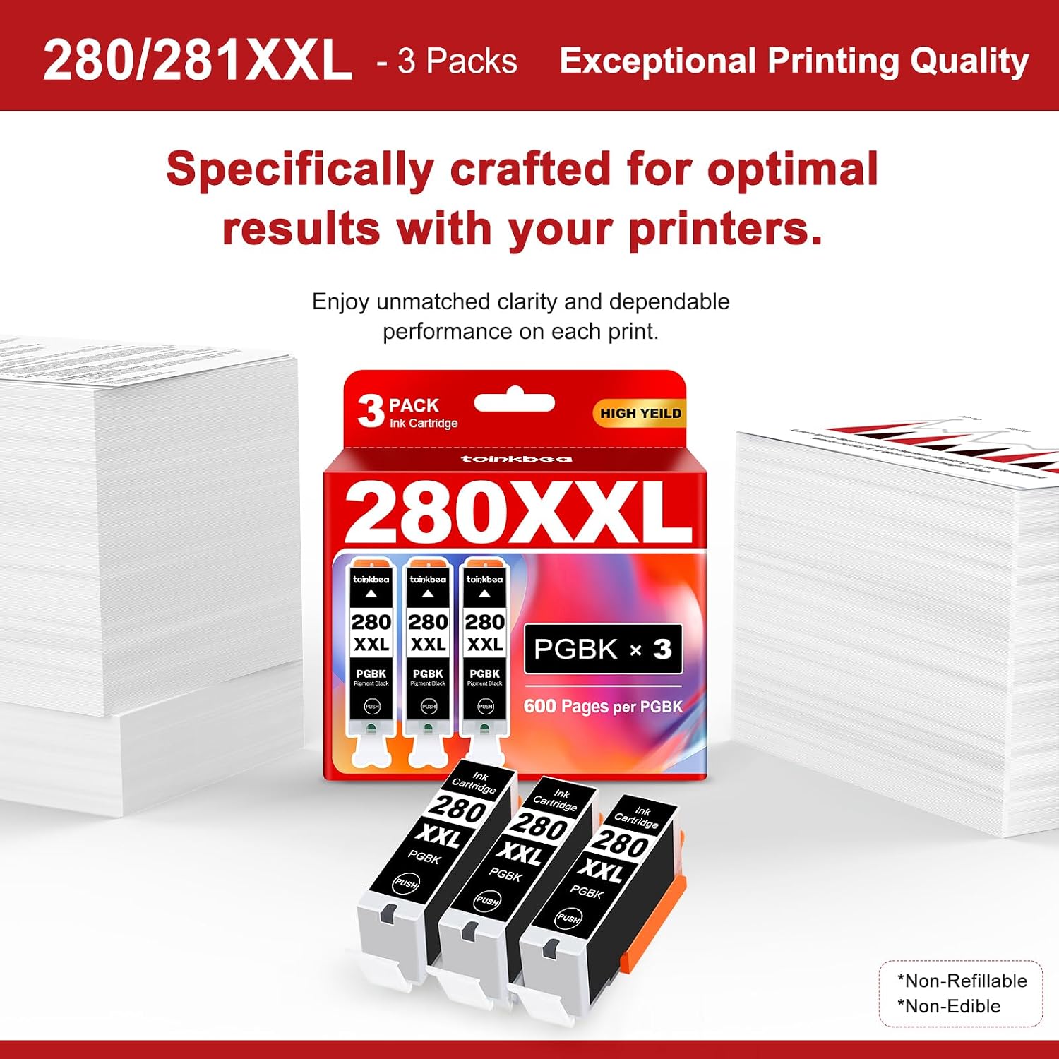 Thumbnail 3 de Toinkbea Black Ink Cartridges 280XXL
