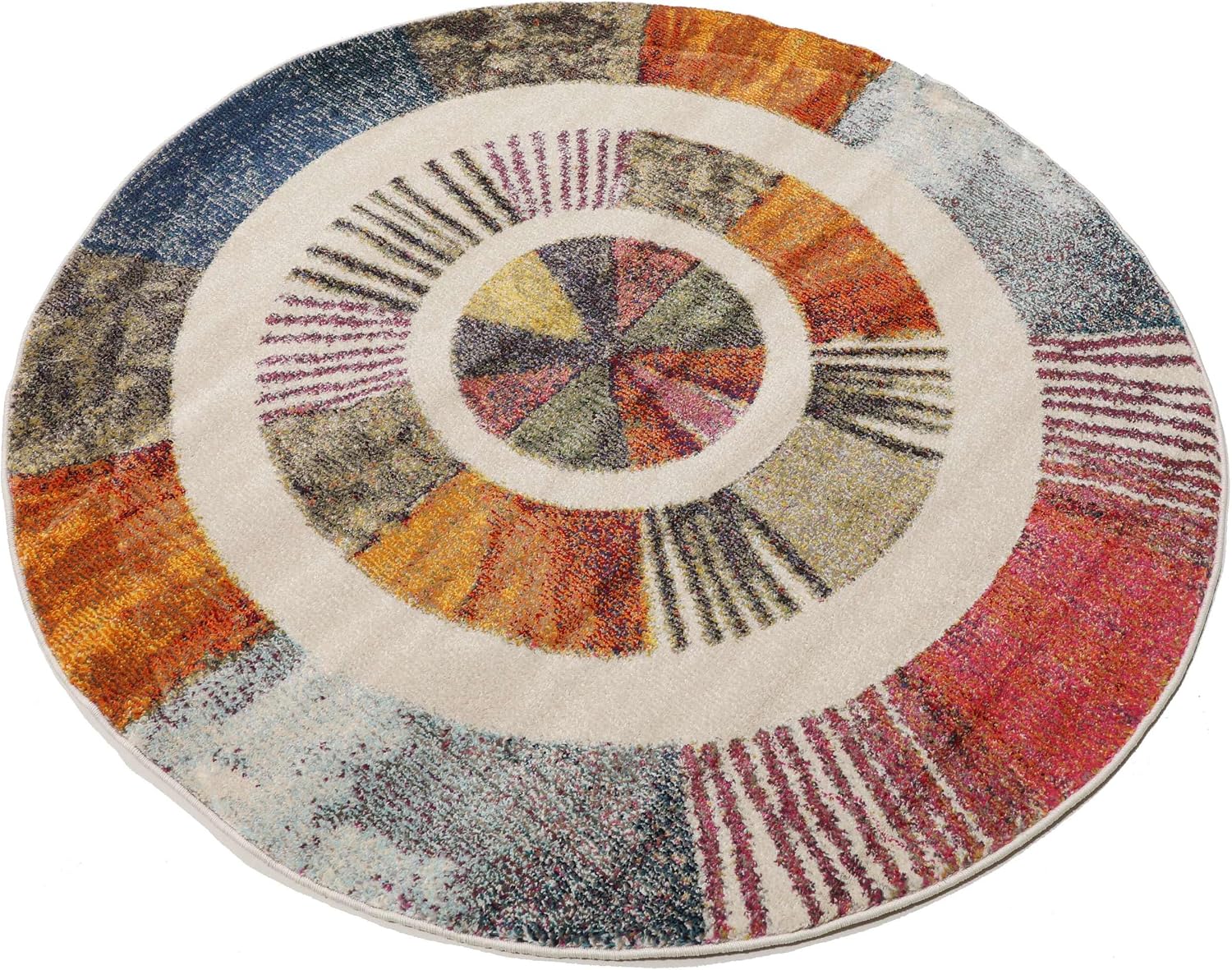 Detalle de RugVista Going round round rug, Ø 150 cm, multicoloured, medium pile