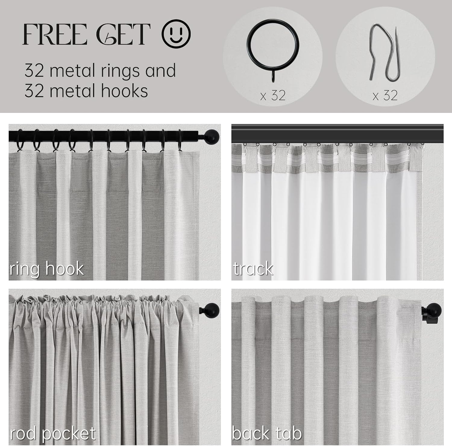 Thumbnail 4 de Topfinel 92-Inch Blackout Linen Curtains: 2 Panels, 52 x 92", Textured Linen with 100% Light Blocking