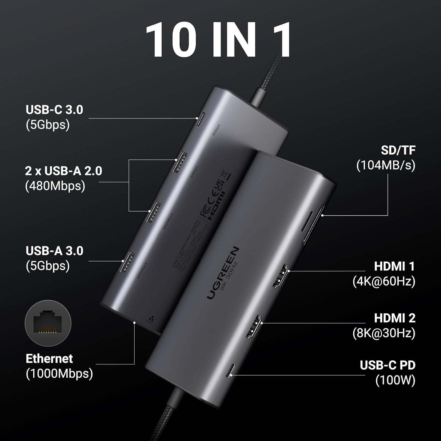Thumbnail 1 de UGREEN Revodok Pro USB-C Docking 10-in-1