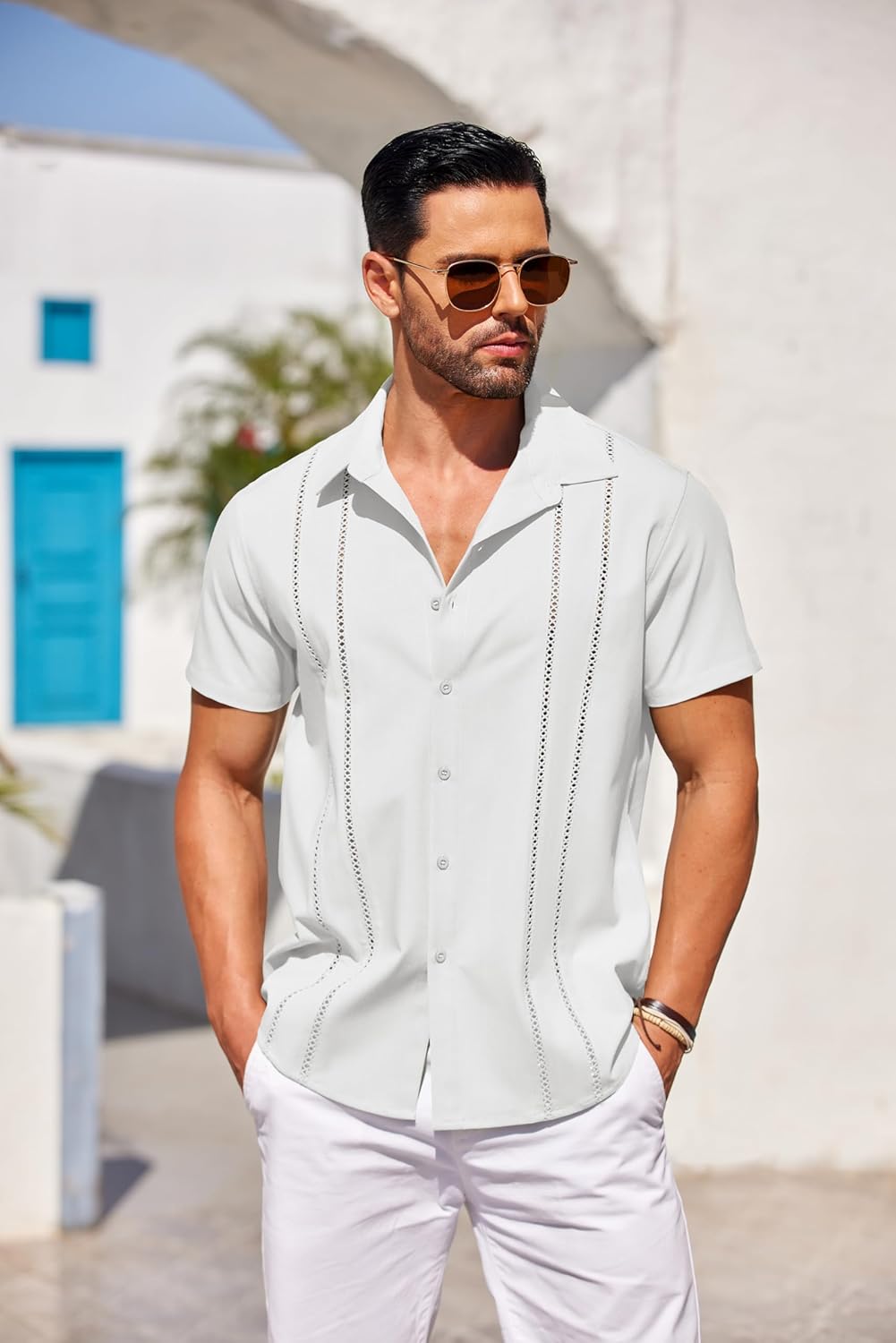 Thumbnail 4 de COOFANDY Cuban Guayabera Shirt 2024 đ´