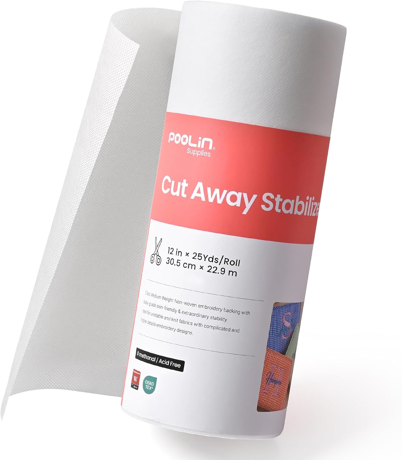 Detalle de Poolin PWLC3J04 Cut Away Stabilizer Roll, 12" x 25 Yards, 2.5 oz