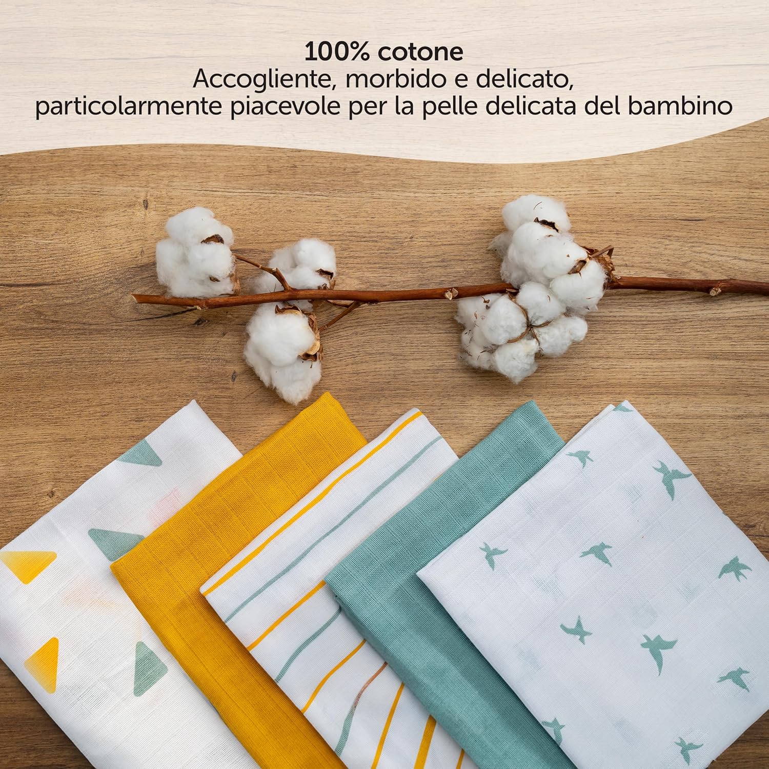 Detalle de LaLoona Pannolini di garza 70x70 cm – confezione da 3 pezzi in cotone 100% testati Oeko-Tex 100