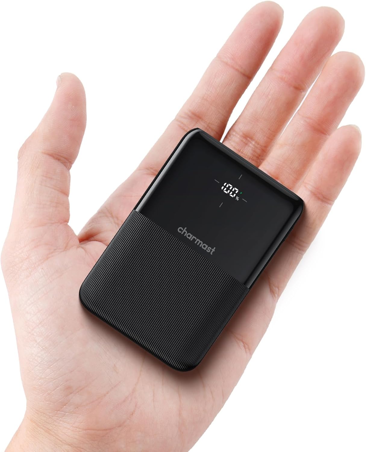 Detalle de Charmast 10000mAh Mini Power Bank (20W) with USB-C PD3.0 and LED battery display