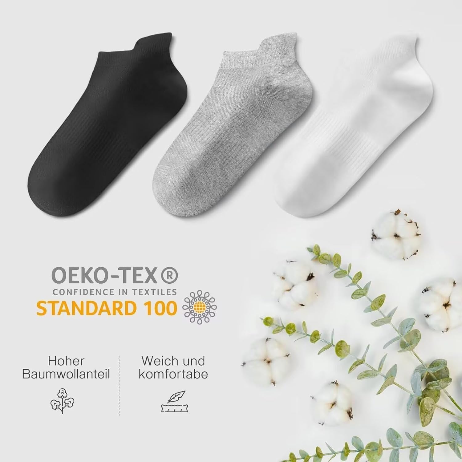 Detalle de YouShow Cotton Trainer Socks 10 Pairs – Ankle Sports Socks for Men and Women