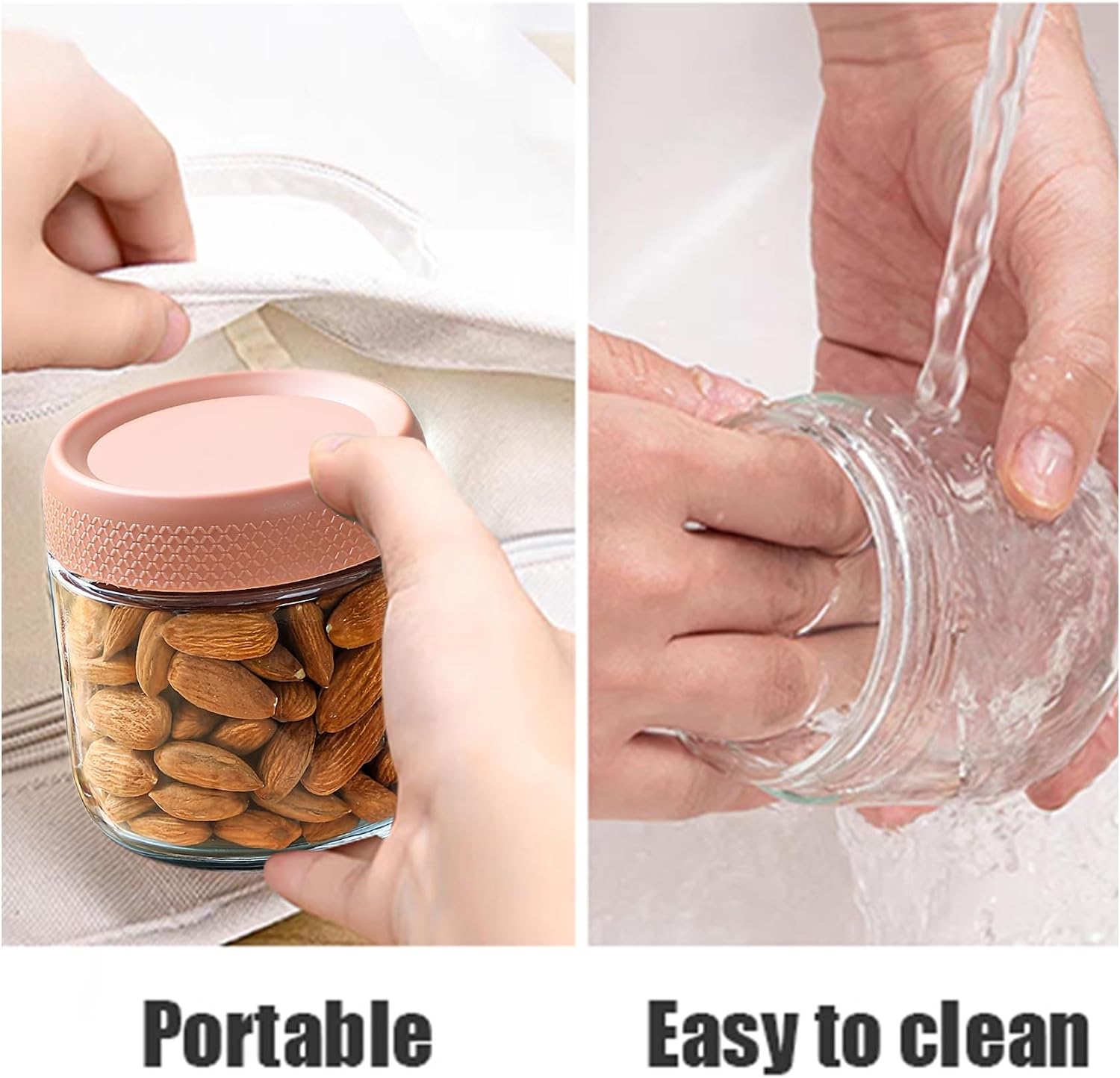 Thumbnail 4 de 6-Pack 300ml Glass Jar with Screw Lid Leakproof Overnight Oats Containers (6 Colours)