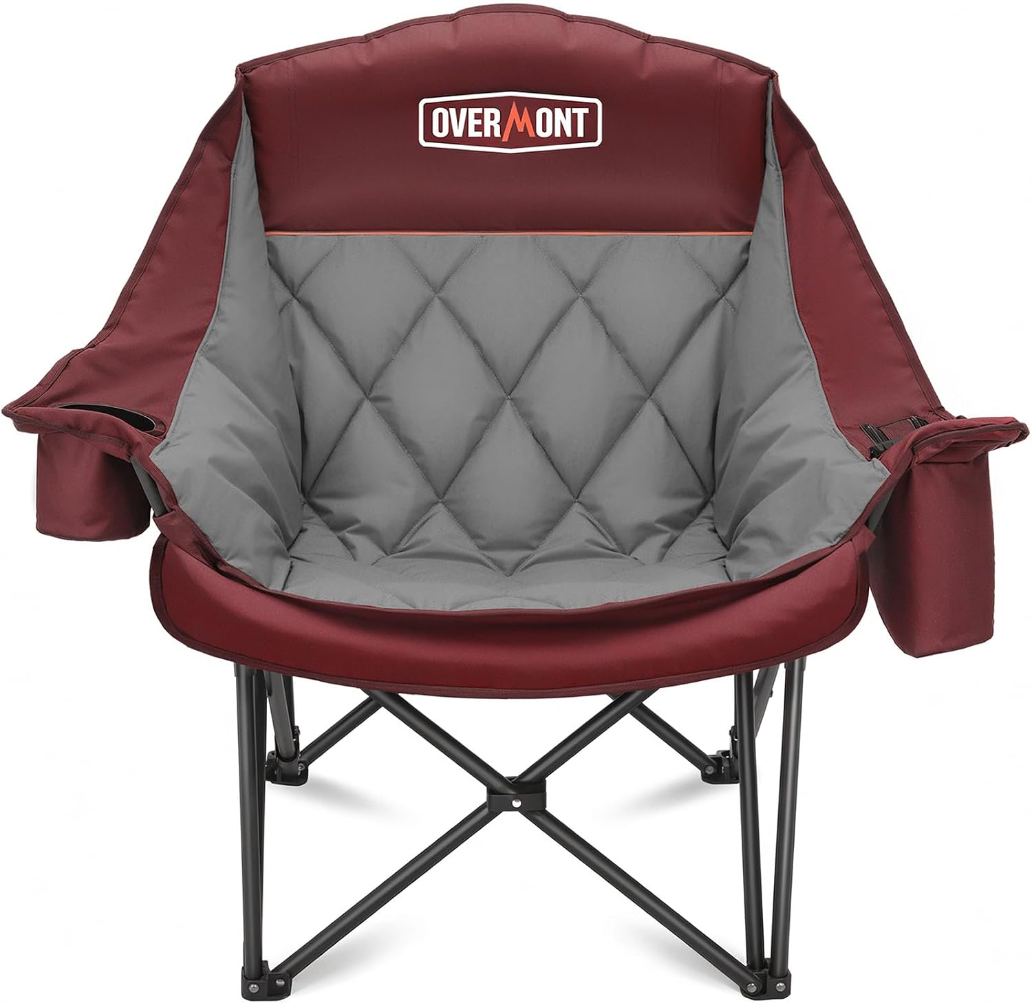 Detalle de Overmont CampCouch-red Oversized Camping Chair, Padded, 500 lb Support