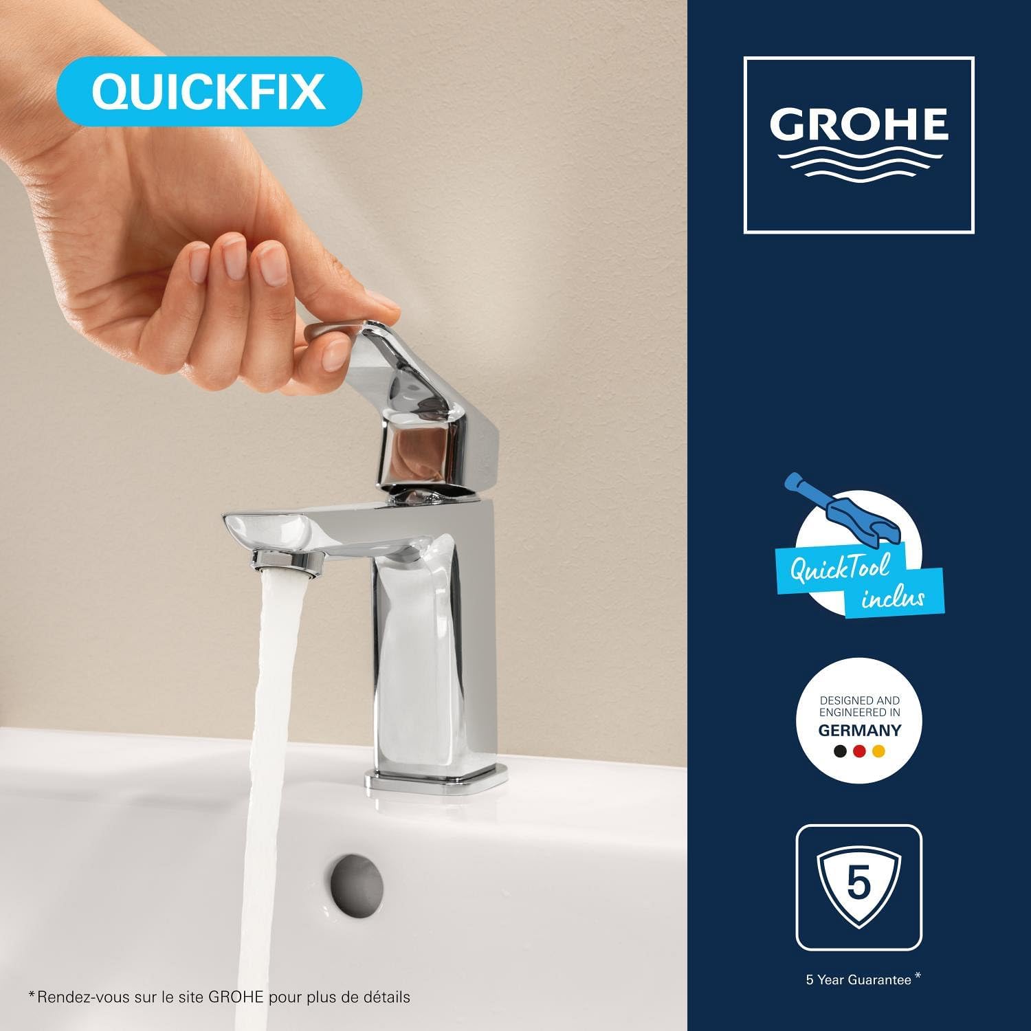 Thumbnail 3 de GROHE Dice Mitigeur monocommande Lavabo Taille S – Chrome 1018560000