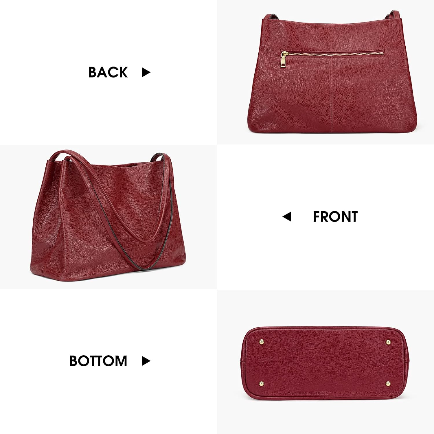 Thumbnail 6 de Kattee Soft Genuine Leather Tote Hobo Shoulder Bag (Large) with Magnetic Snap Closure