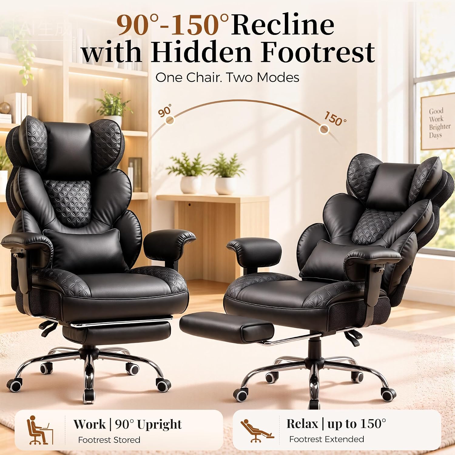 Detalle 2 de GTPOFFICE DMY-CH910 Big and Tall Executive Office Chair with Recline