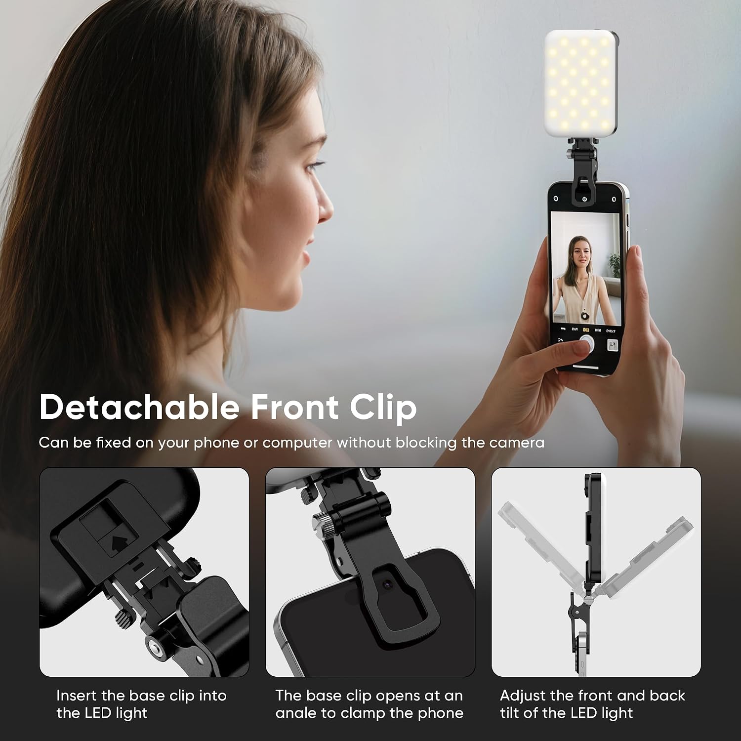 Thumbnail 6 de Lampe à Selfie BDDFOTO 5 W pour Smartphone — 500 lm, 3 températures, batterie 2500 mAh