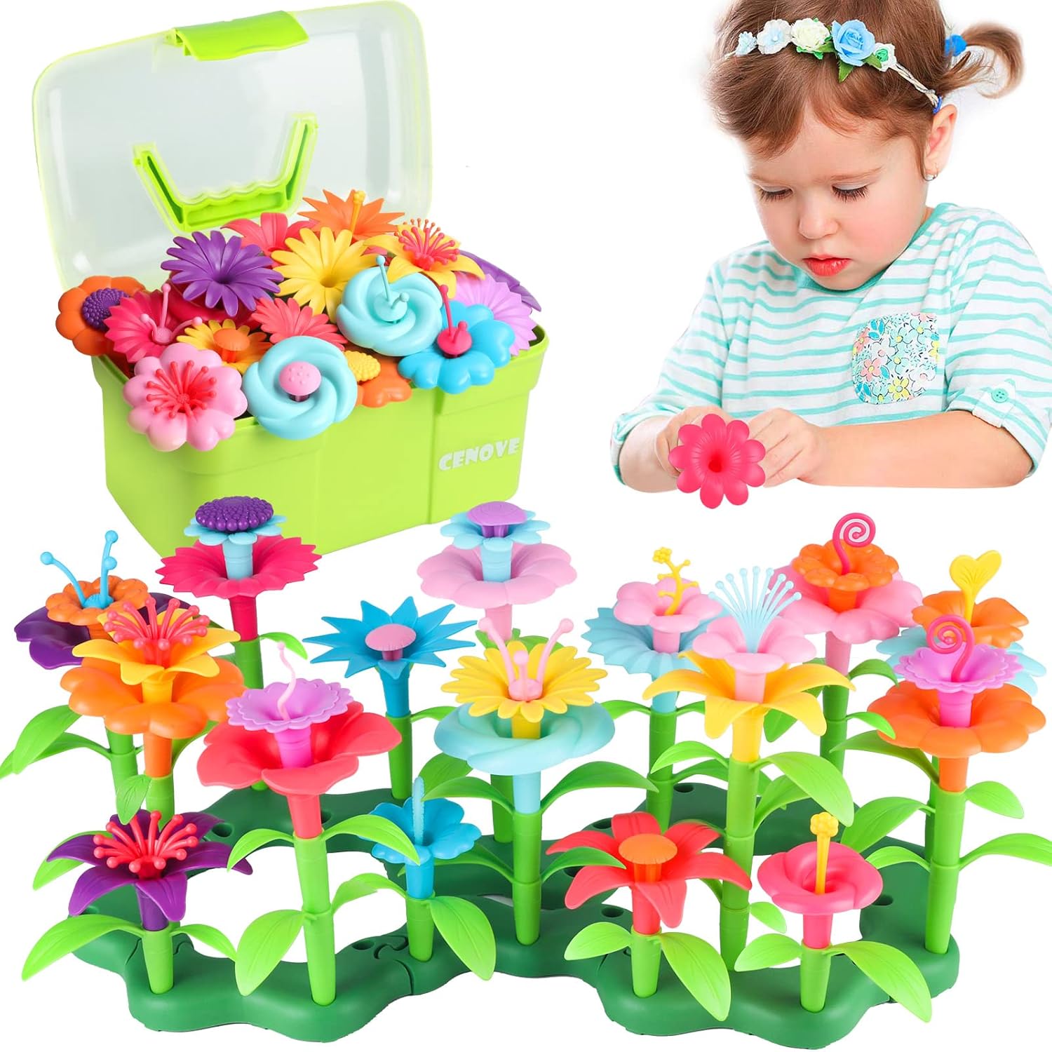 Detalle de CENOVE Flower Garden Building Toy for Ages 3+ 🧩