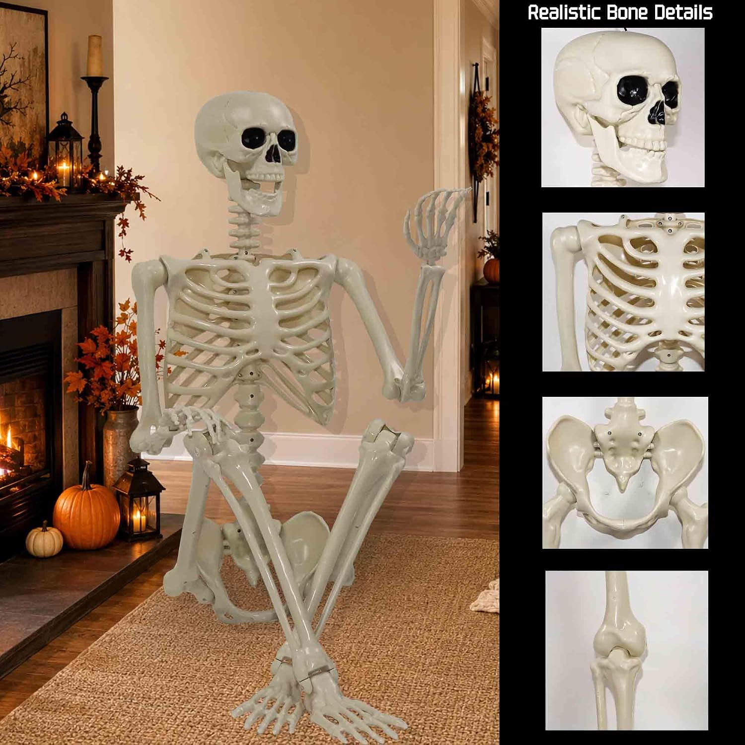Detalle 1 de Znorso 5.4FT Halloween Skeleton 2-Pack, Posable Plastic Decorations