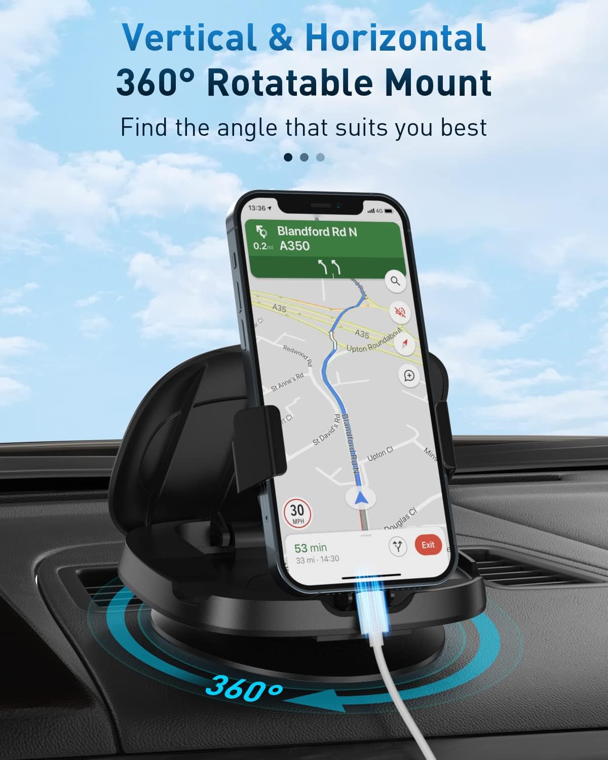 Detalle 2 de JOYEKY Car Phone Holder 360° rotatable