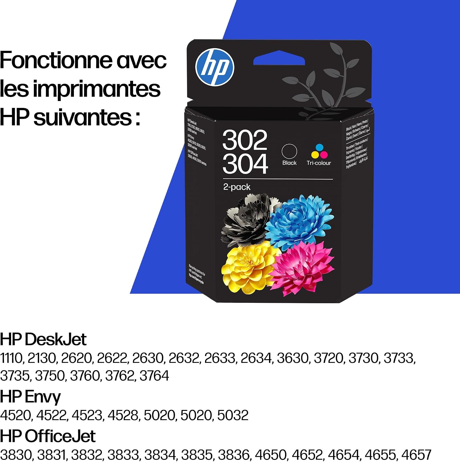 Detalle 2 de HP 302/304 Noir et Trois Couleurs – Lot de 2 Cartouches Encre Originales