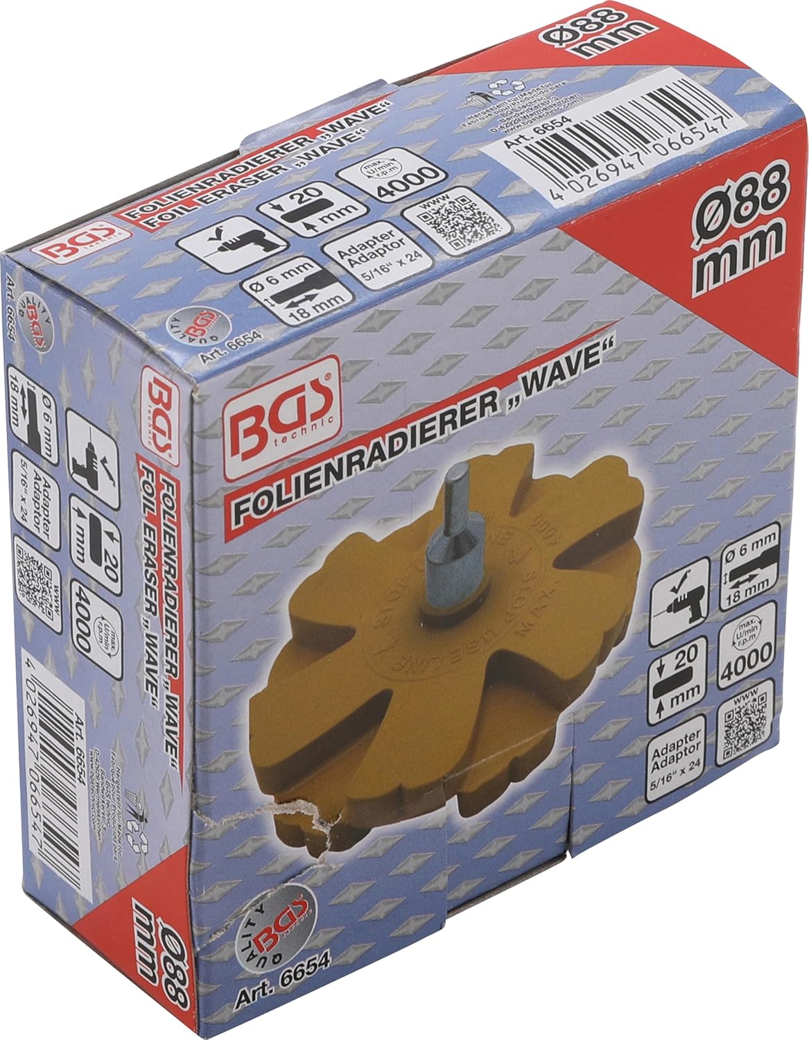 Detalle de BGS 6654 | Gomme enlève autocollants Wave Ø 88 mm