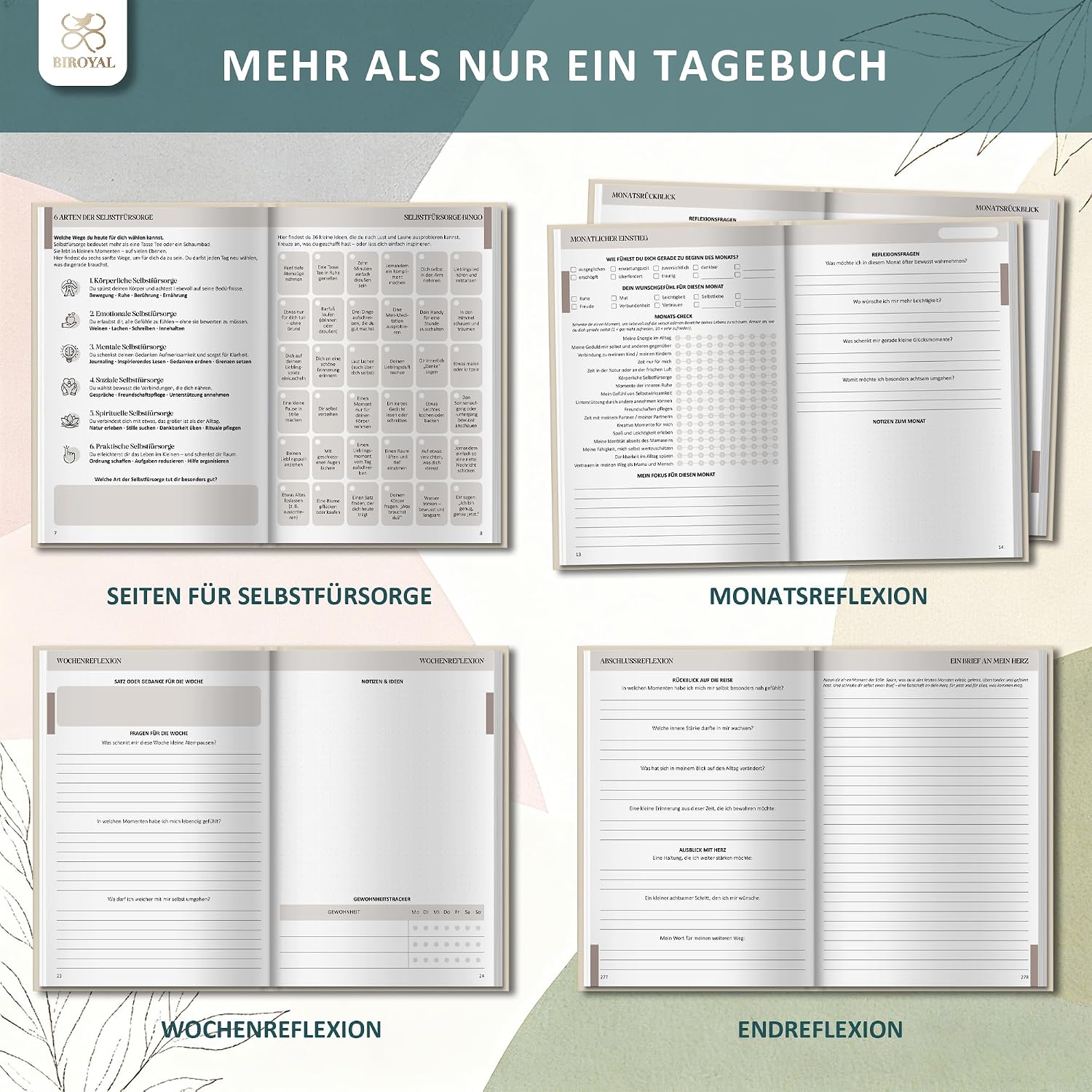 Detalle de BIROYAL A5 Achtsamkeitstagebuch für Mama – 24 Wochen Dankbarkeitstagebuch mit 10 Minuten täglich