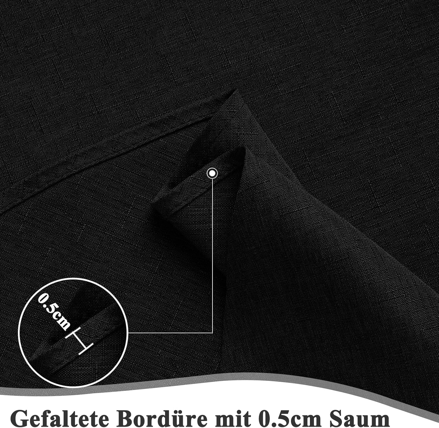 Detalle de AooHome Tischdecke Abwaschbar Schwarz 140x240 cm – Leinenoptik, wasserabweisend + Lotuseffekt