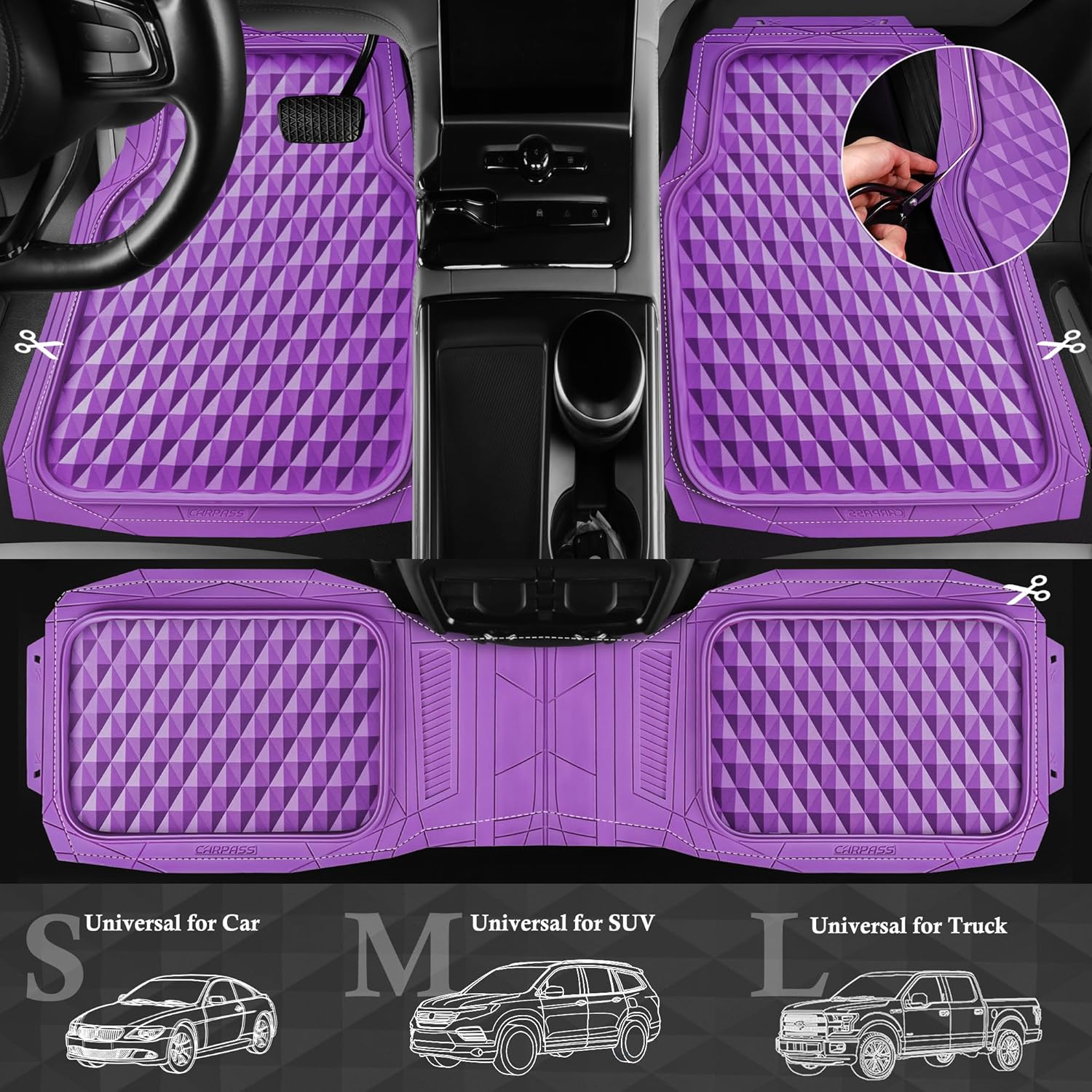 Thumbnail 3 de CAR PASS Heavy Duty Rubber Purple Floor Mats