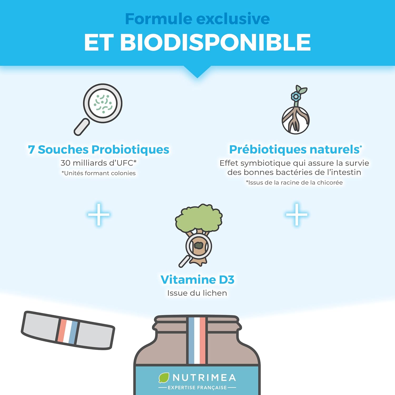 Thumbnail 3 de PROBIOTIQUE Flore Intestinale Probiotique FLORE INTESTINALE Complexe Ferments Lactiques + Vitamine D (7 souches) – 60 gélules vegan, fabriqué en France