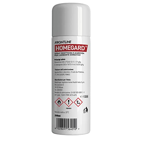 Detalle 2 de FRONTLINE Homegard Spray Insetticida 250 ml: protezione rapida contro pulci e zecche per mobili e tessili