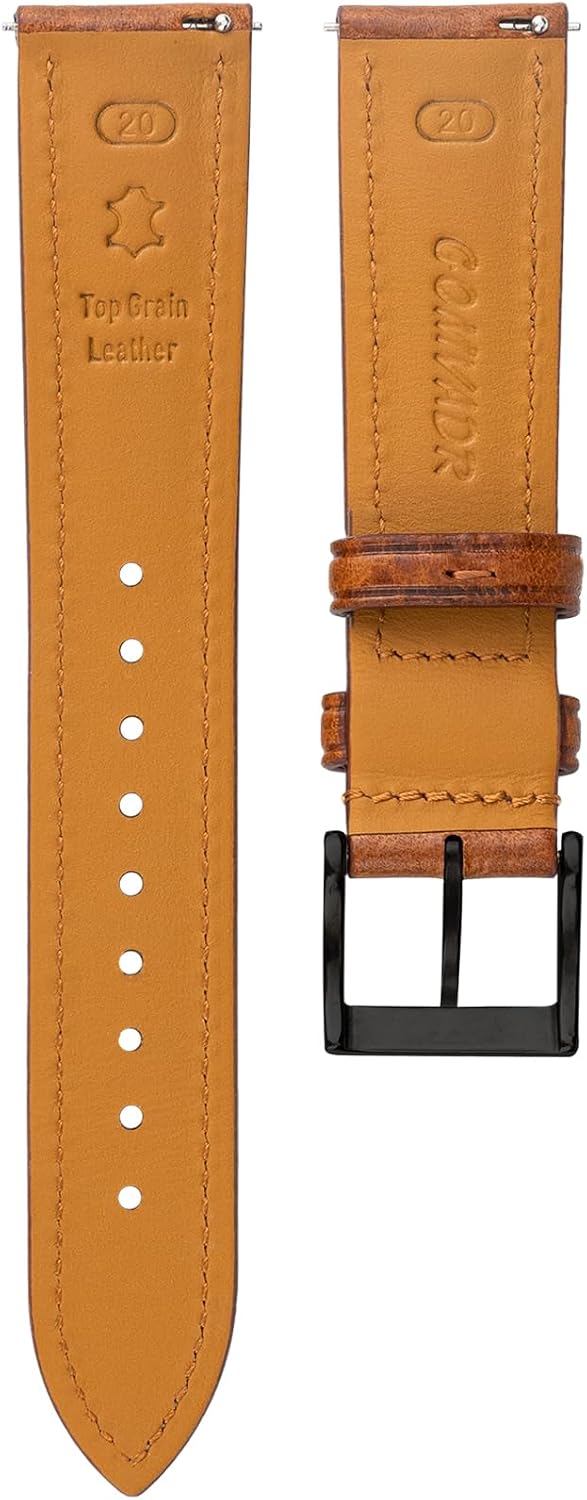 Detalle 2 de Gomvadr Leder Uhrenarmband (pflanzlich gegerbtes Rindsleder) mit Schnellspanner – Ersatzband in 20 mm bis 22 mm XL/XXL