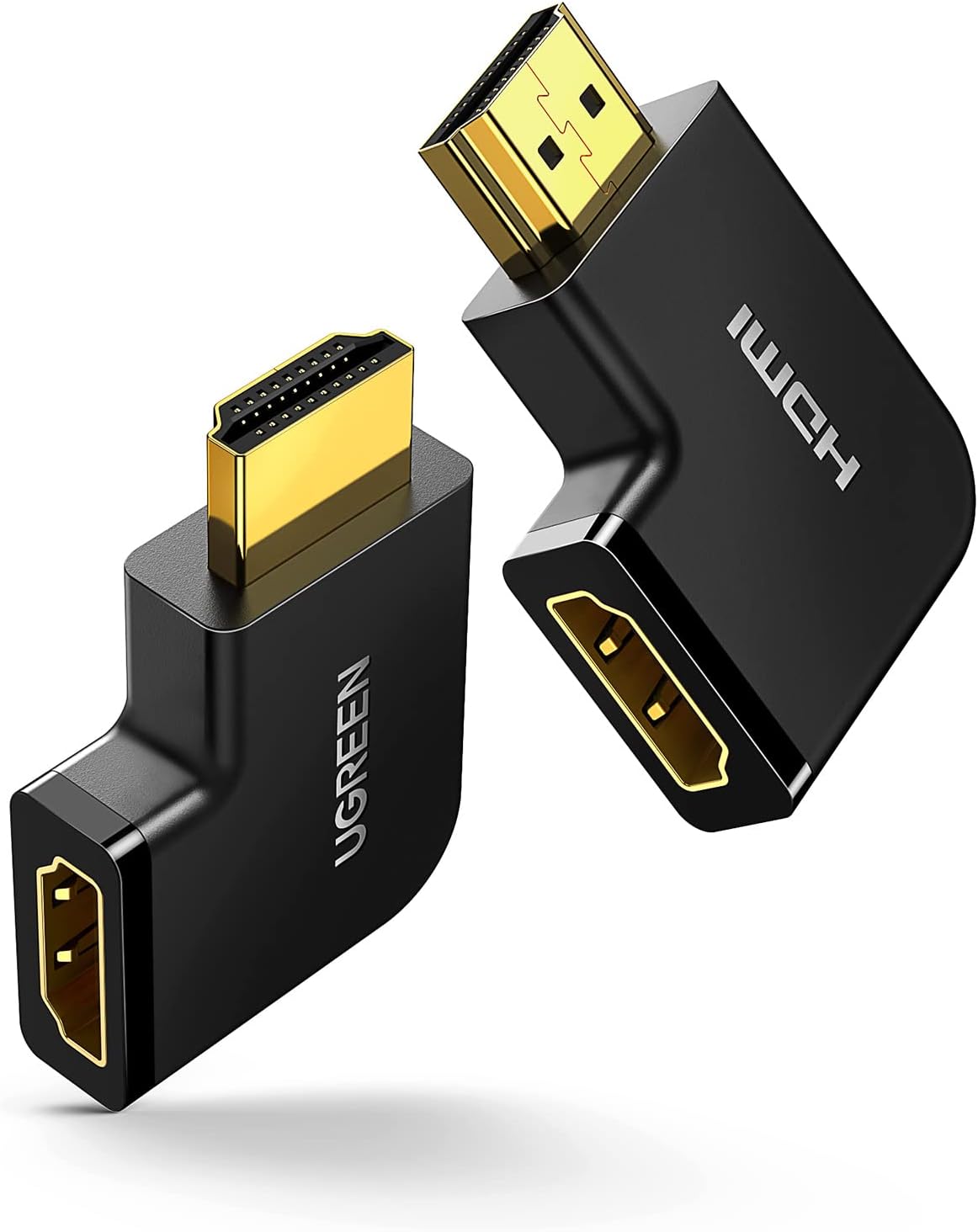 UGREEN HDMI L型変換アダプター 90度・270度セット、HDMI 2.0・4K/60Hz・金メッキ端子