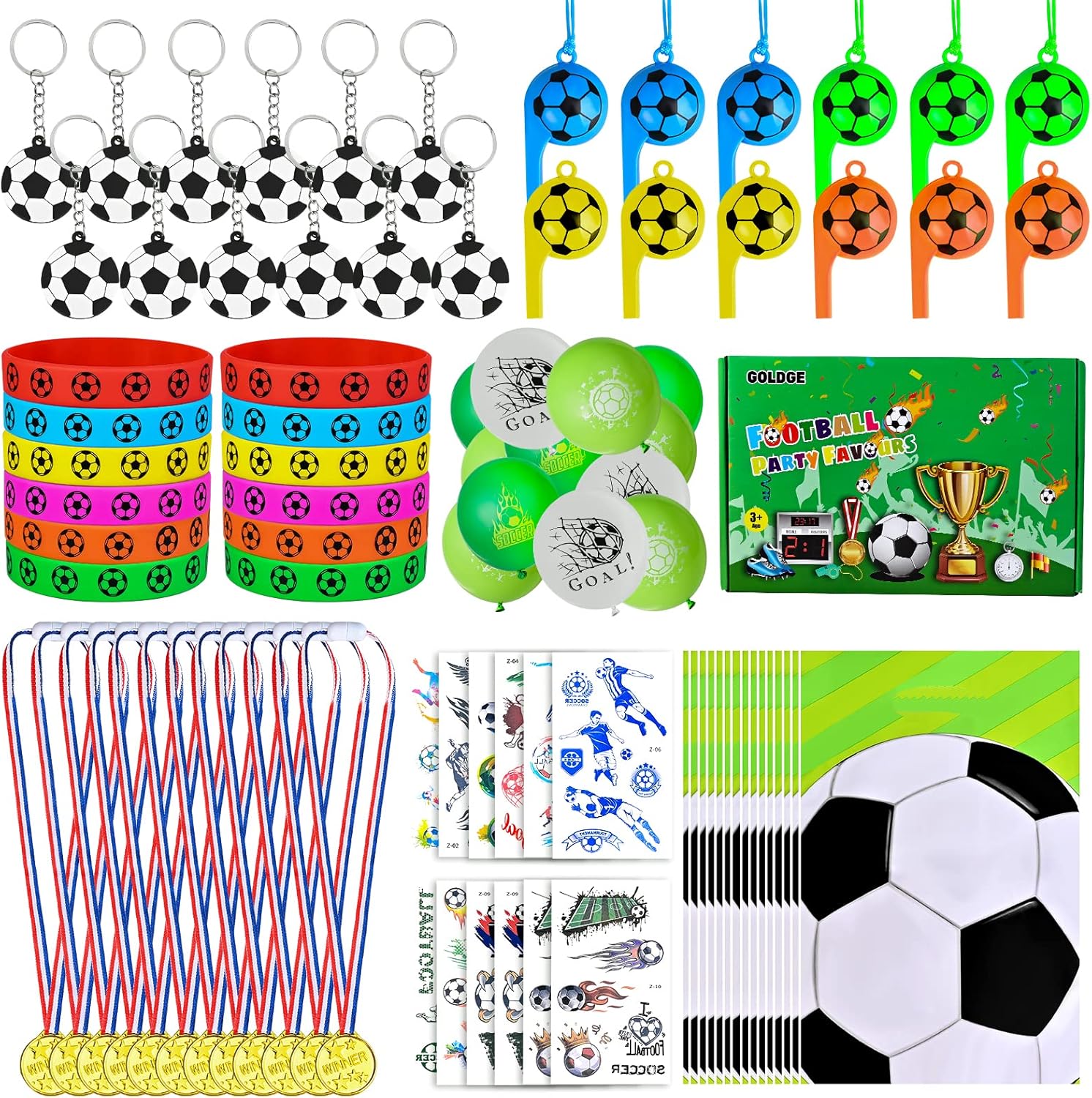 Detalle de GOLDGE 87Pcs Fußball Party Mitgebsel – 87-teiliges Set für Kindergeburtstag und Fan-Feier