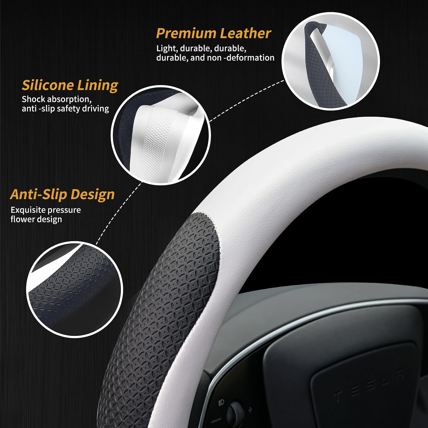 Thumbnail 4 de Uxcer Tesla Model 3/Y Leather Steering Wheel Cover