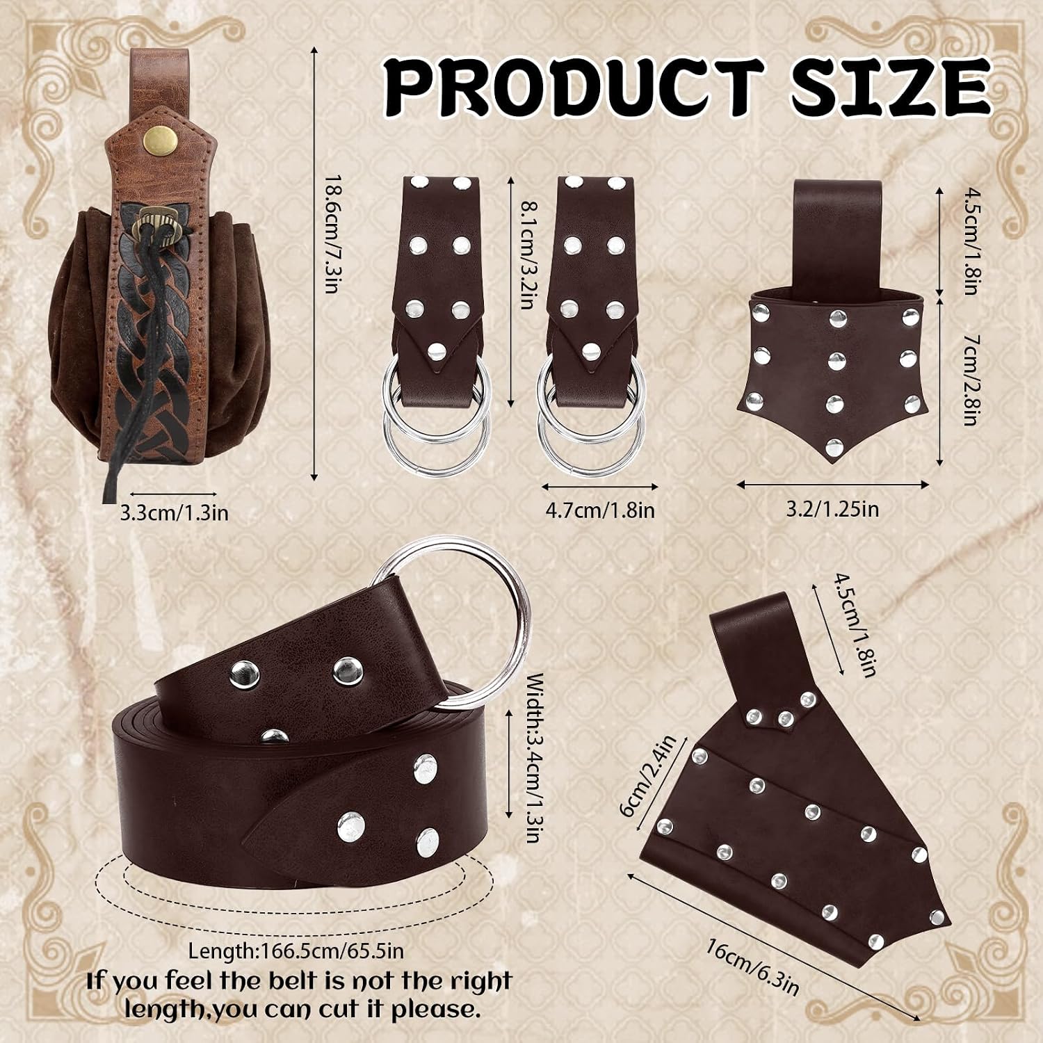 Detalle 2 de 6-Piece Medieval Renaissance Sword Belt Set for Pirate Costumes