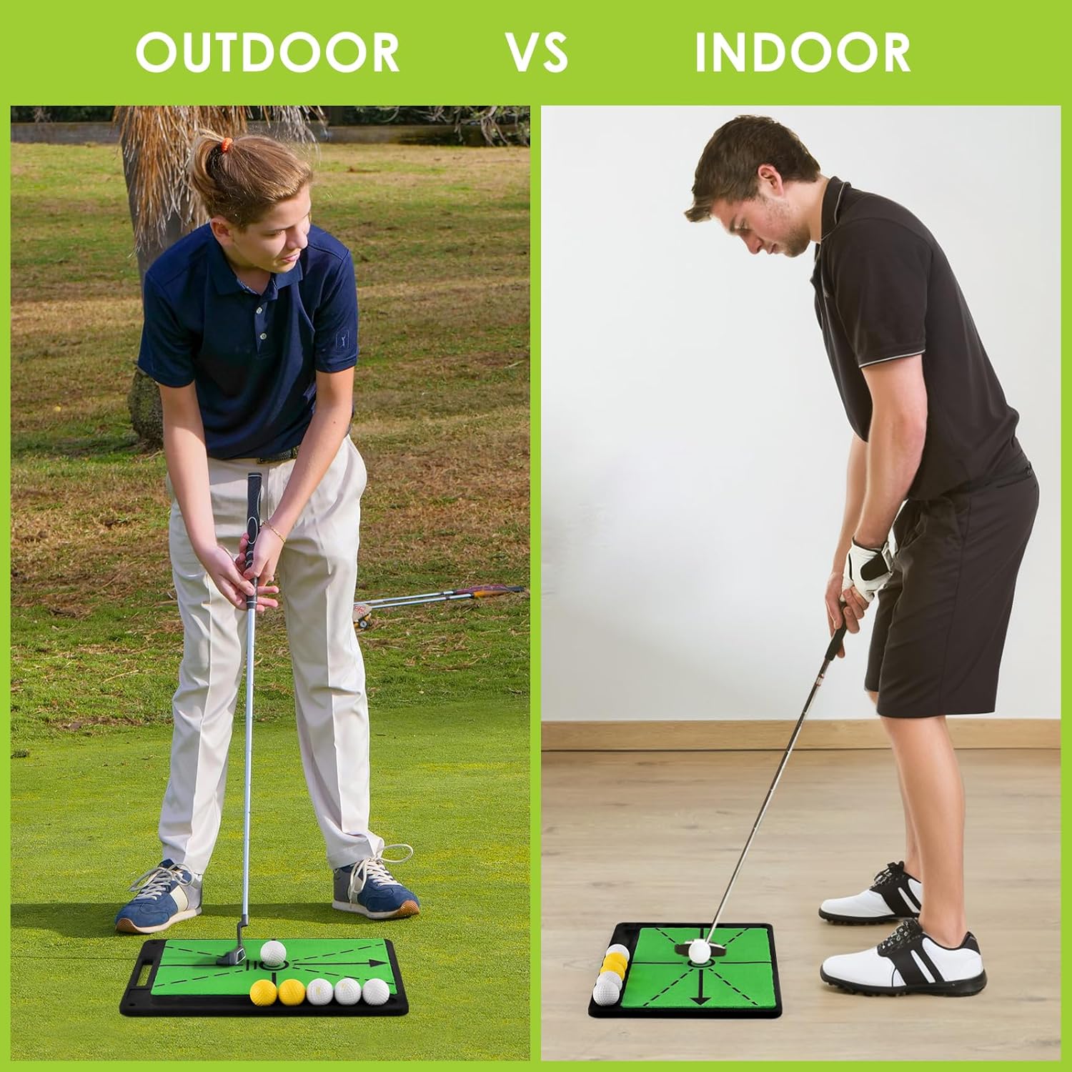 Thumbnail 6 de BROTOU Golf Hitting Mat Swing Path Detection – Dual Turf Practice Setup