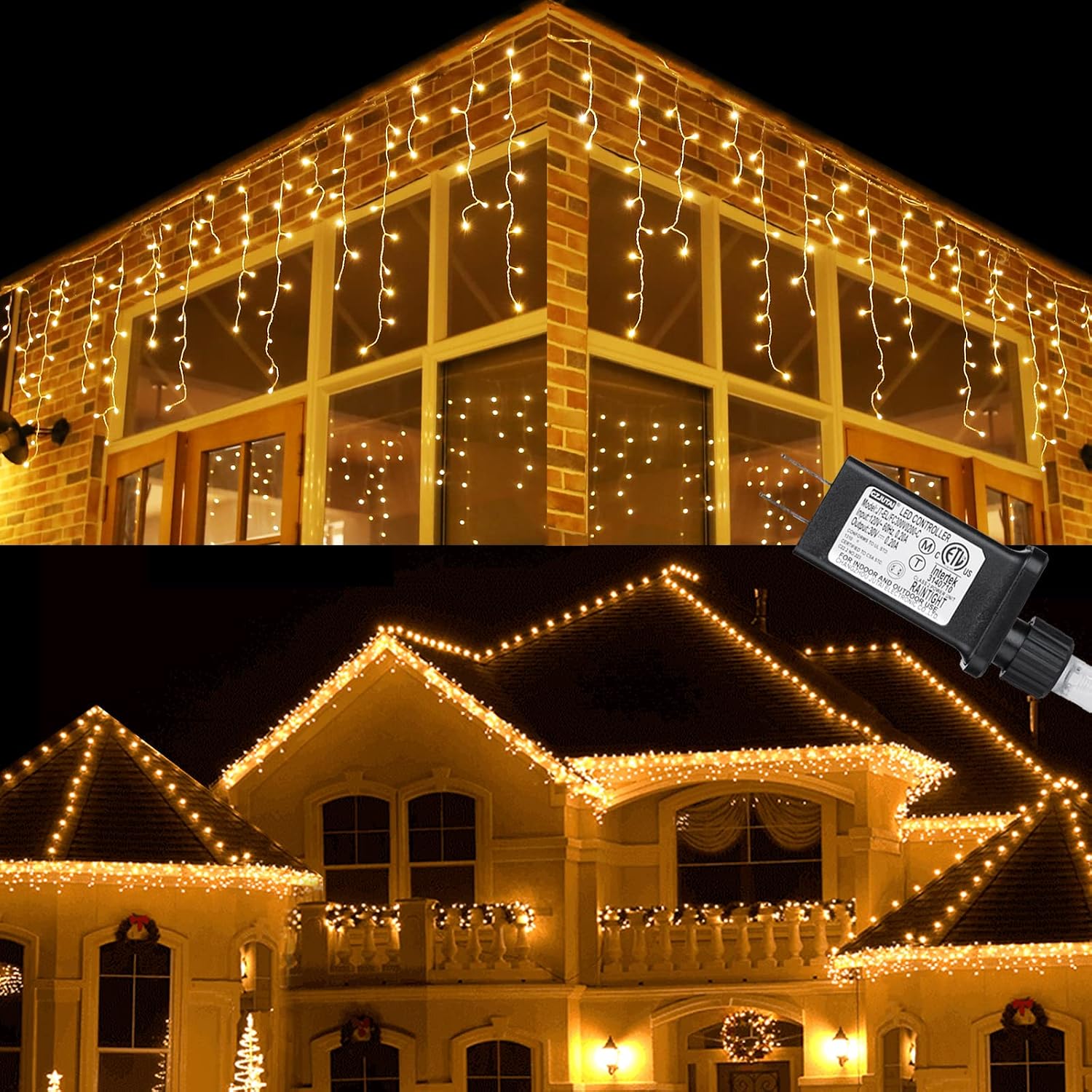 Detalle de Toodour LED08230612 Icicle Lights, 612 LEDs, 50 ft, 8 Modes, Warm White