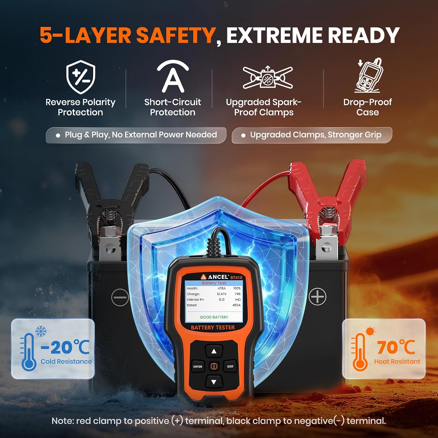 Thumbnail 5 de ANCEL BT410 12V/24V Car Battery Tester – 4-in-1 Professional Battery, Cranking, Charging & Voltage Tester