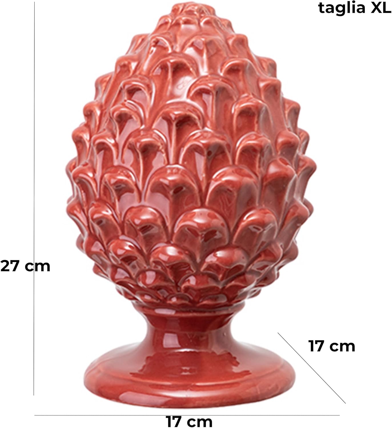 Thumbnail 1 de Baroni Home Pigna Sicilienne en Porcelaine peint à la main – Pigna décorative rouge XL 17x17x27 cm
