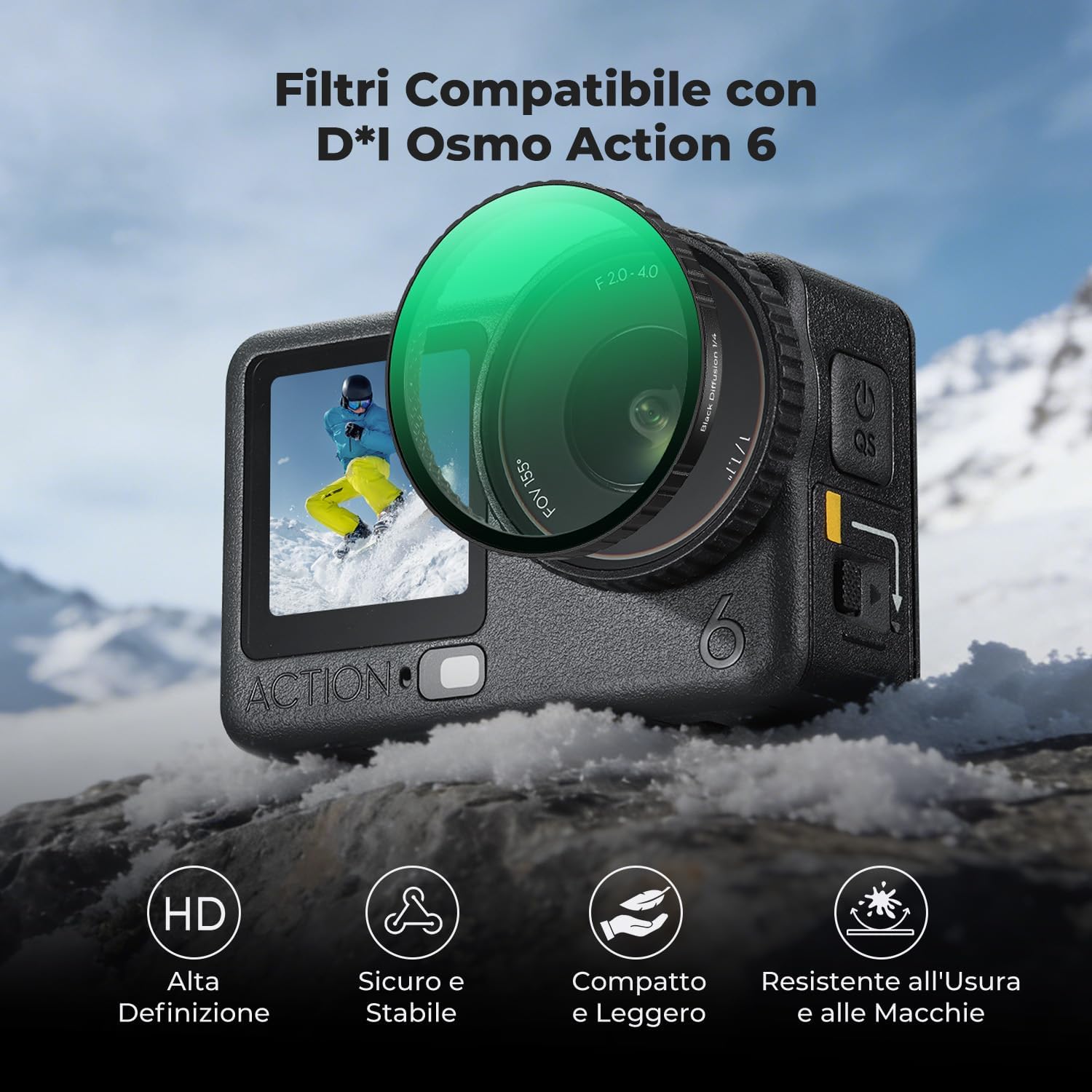 Thumbnail 1 de K&F CONCEPT Filtro Black Mist 1/4 per DJI Osmo Action 6 – Diffusione Cinema e Protezione