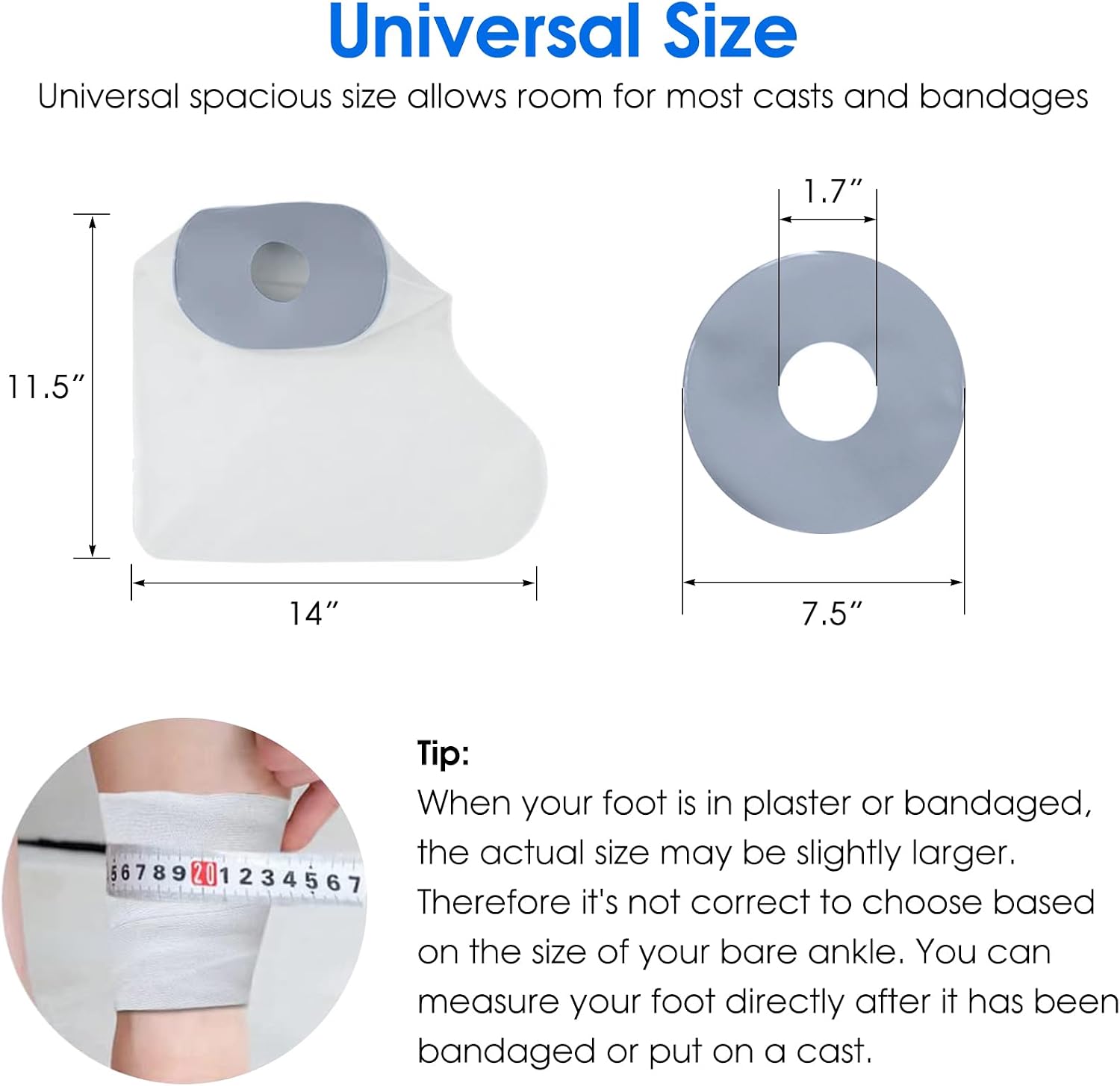 Detalle de Waterproof foot cast cover for showers
