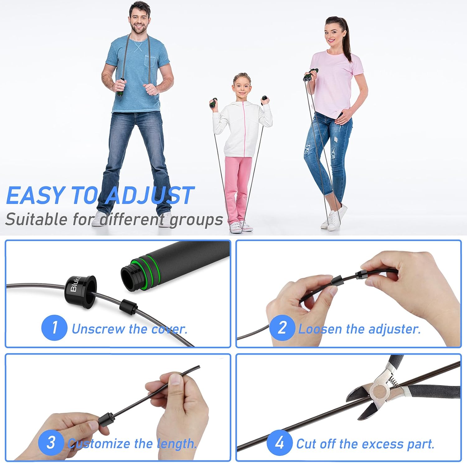 Thumbnail 5 de Blukar Skipping Rope: Speed Jump Rope with Tangle-Free Cord, 360° Bearings and Soft Foam Handles