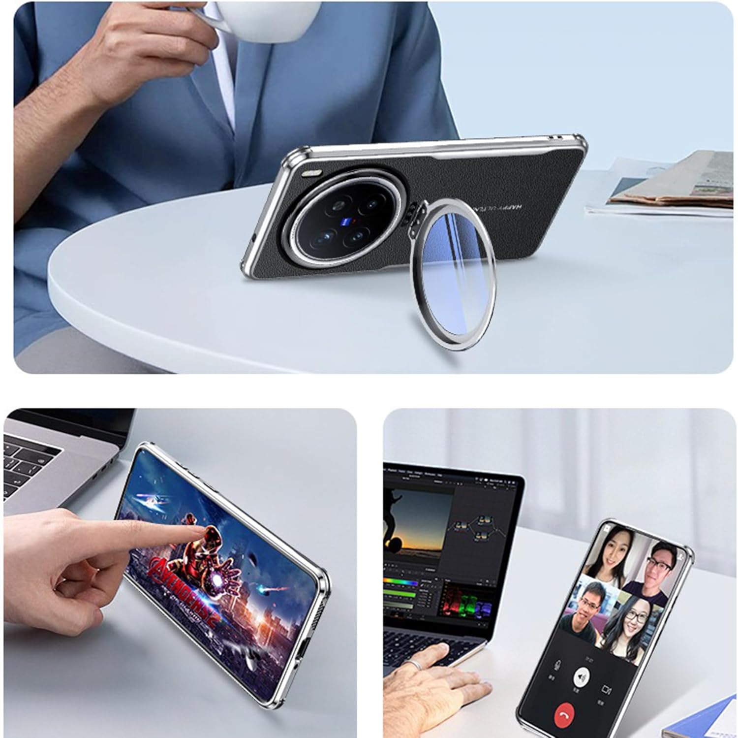 Thumbnail 4 de zZjoOoj Hülle für Honor Magic 8 Pro mit stoßfesten Ecken, TPU & integriertem Kameraschutz – Standhülle in Weiß