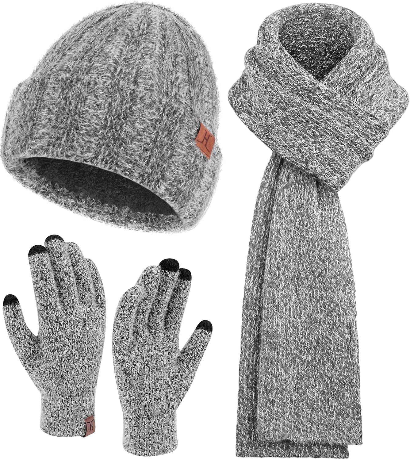 Thumbnail 6 de Bequemer Laden Donna Knit Beanie set 3 pezzi 🧣